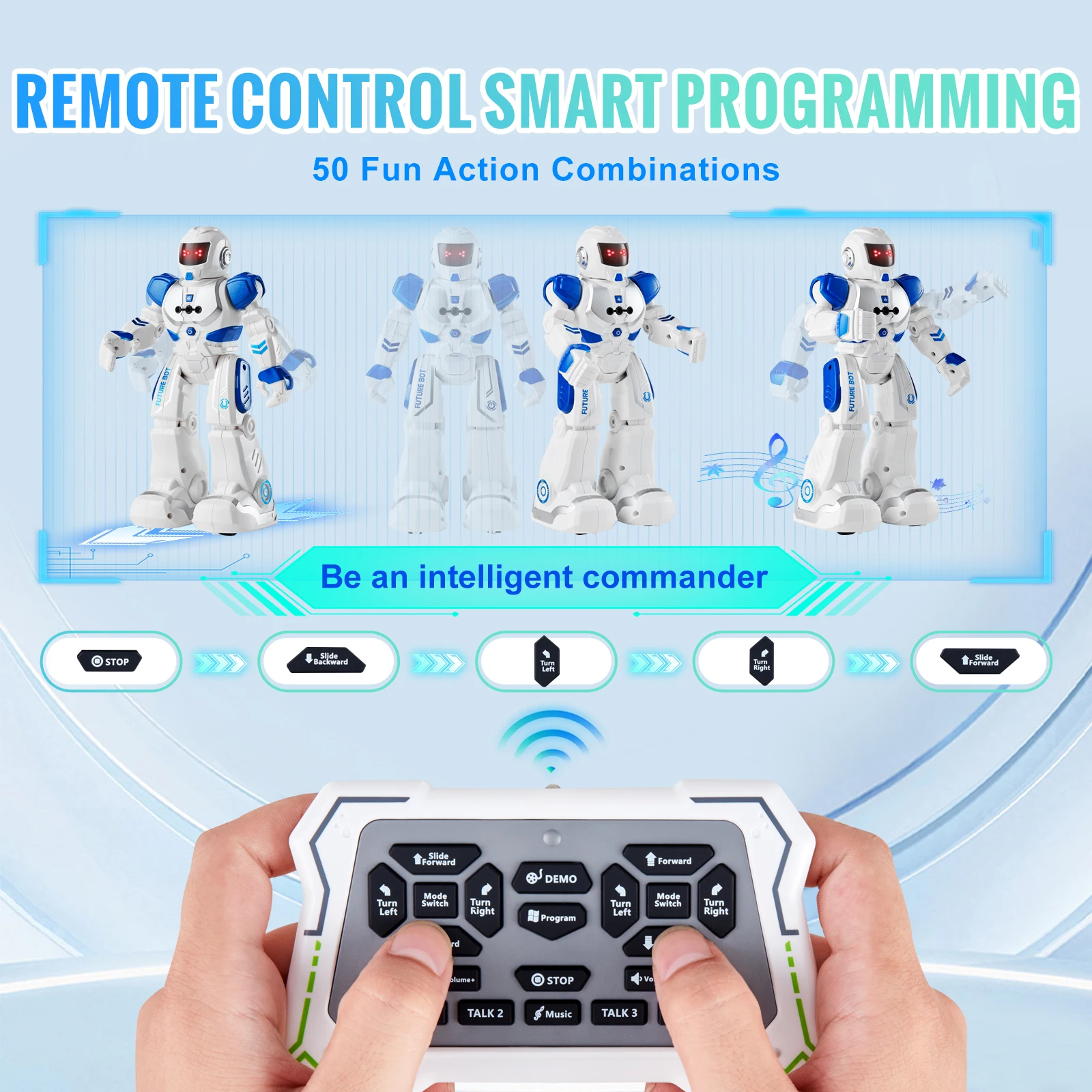 VEVOR RC Robot Action Walking Singing Dancing Figure Gesture Sensor Toys for Age 3+ Kids Boys Girls Birthday Gift Present 3