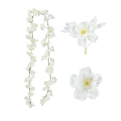 Elegant Simulated Cherry Blossom Hanging Decoration for Weddings and Home Decor (WHITE)