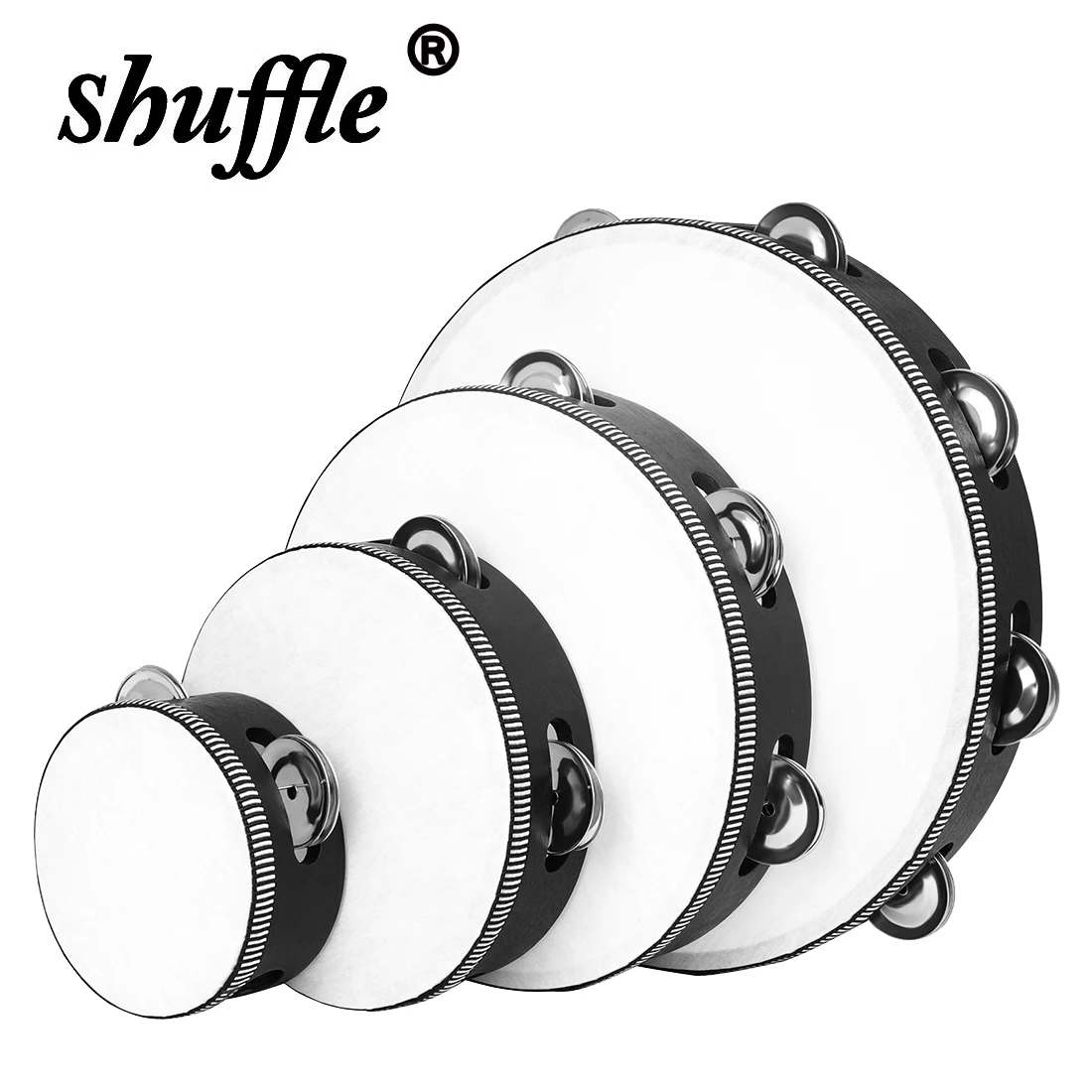 4pcs Double Row Hand-operated Tambourine Drums Kits 4/6/8/10 inch Orff Percussion Instruments Children's Gift Music Enlightenmen