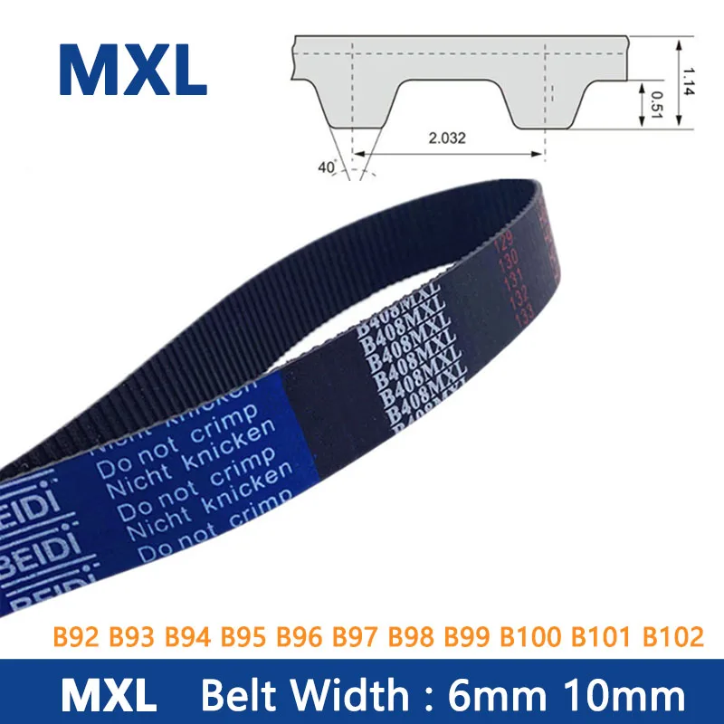 

1pc MXL Timing Belt Width 6mm 10mm 3D Printer Parts Rubber Closed Loop Drive Synchronous Belt B92 B93 B94 B95 B96 B97-B102MXL