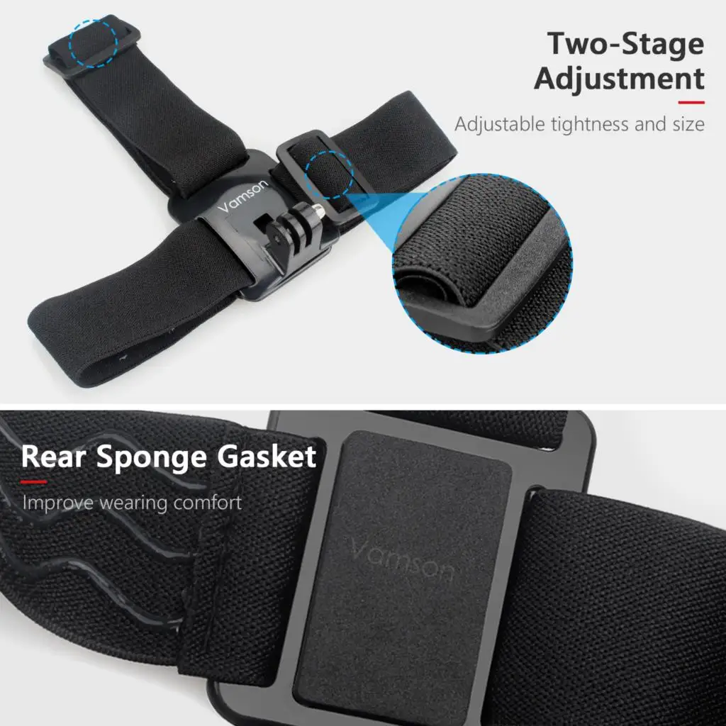 Vamson 360 Degree Mobile Phone Clip for Head Strap Belt Strap Mount Adjustable Cellphone Holder for Samsung iphone Insta360 X3