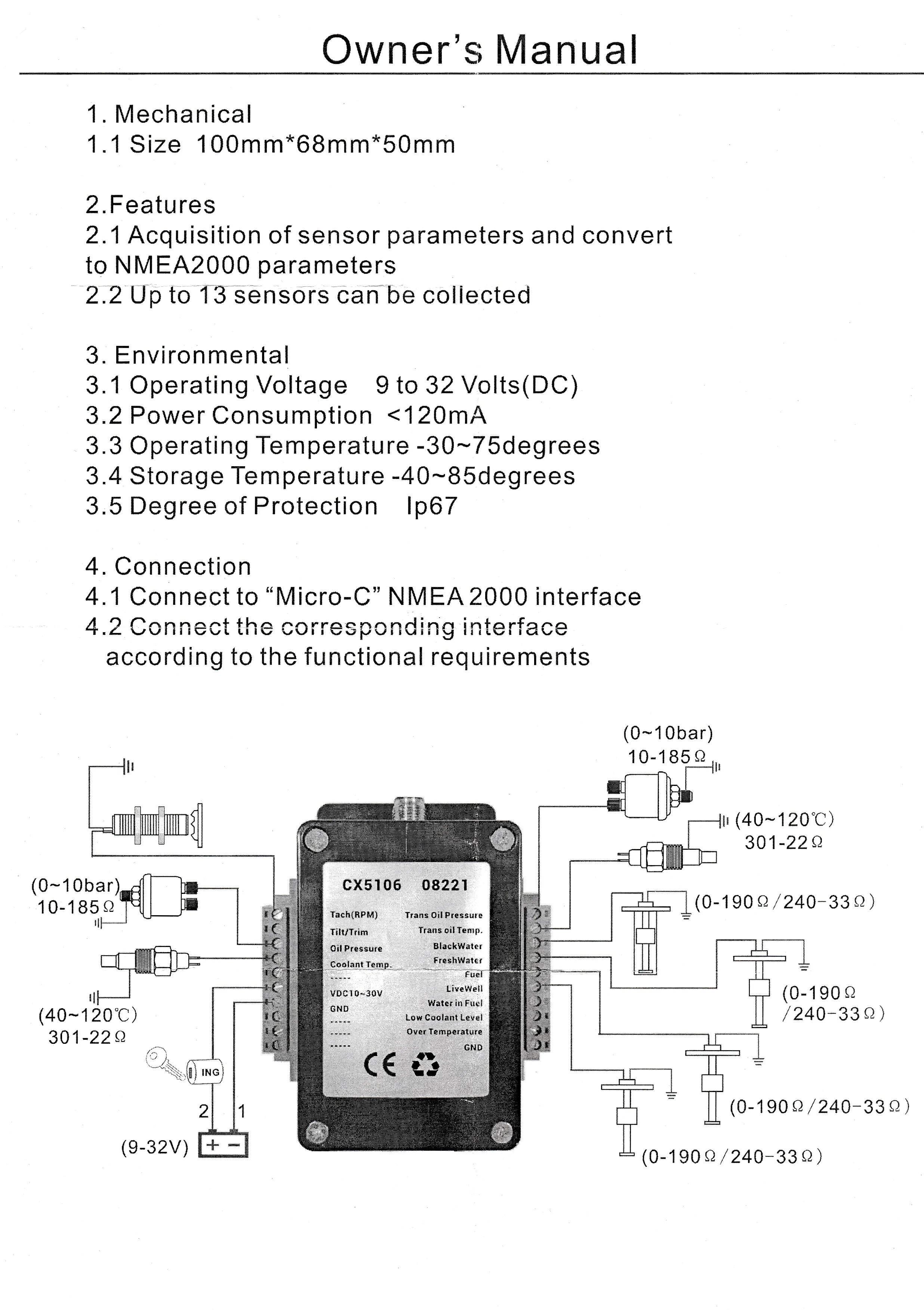 MAIMEIMI NMEA 2000 Multifunktions-Konverter-Adapter 0–190 Ohm bis zu Sensoren NMEA 2000 Konverter für Boot, Yacht, Marine-Sensor – Detail 8