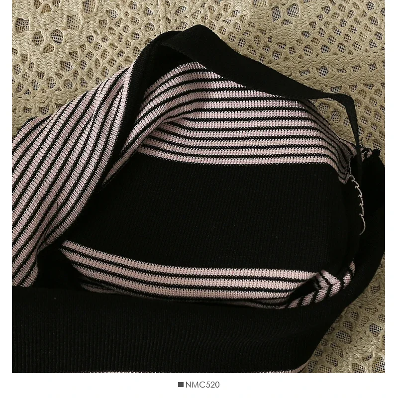 여성용 디자인 대비색 줄무늬 불규칙한 크롭 탑, 빈티지 오프 숄더 니트 탱크 탑, 백리스 탄성 착용, 외부 캐미솔