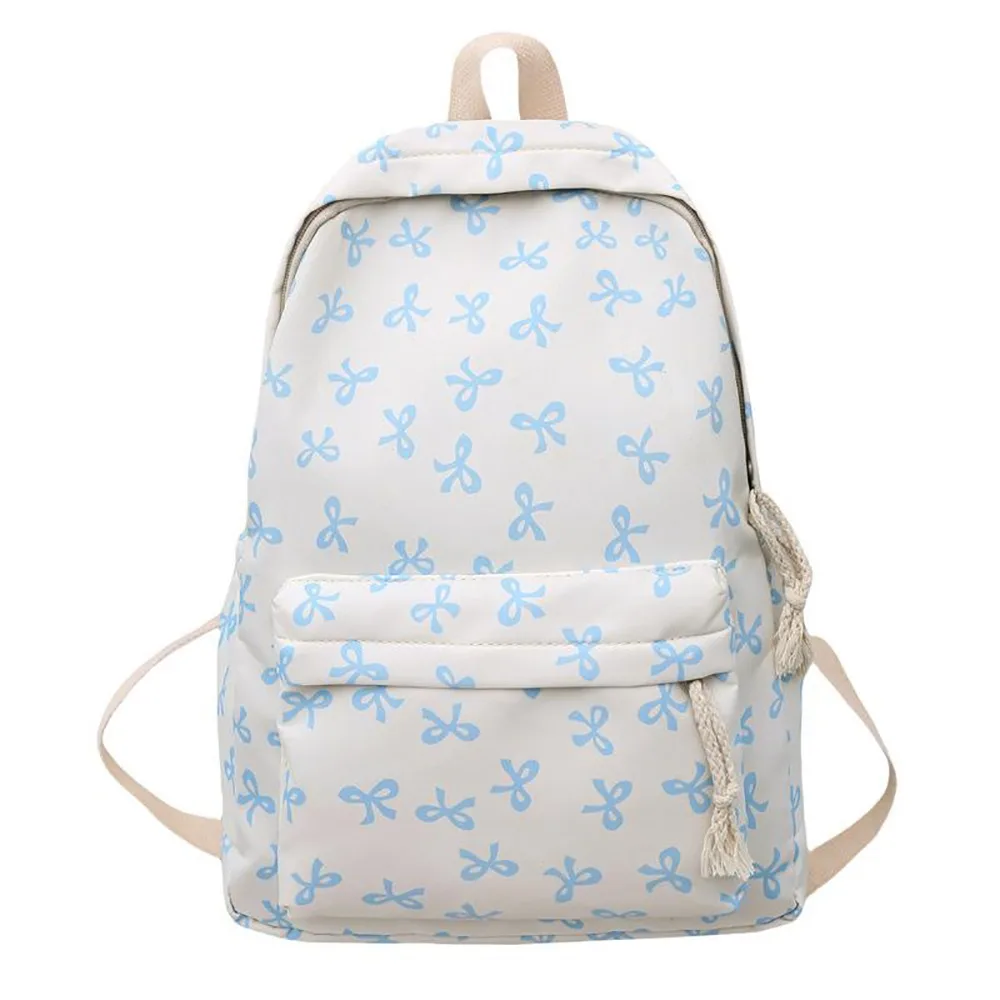 1Pcs New Lightweight Bow Backpack Nylon Cute Students School Bag Large Capacity Storage Bag for Girls 1