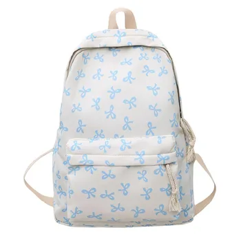 1Pcs New Lightweight Bow Backpack Nylon Cute Students School Bag Large Capacity Storage Bag for Girls 1