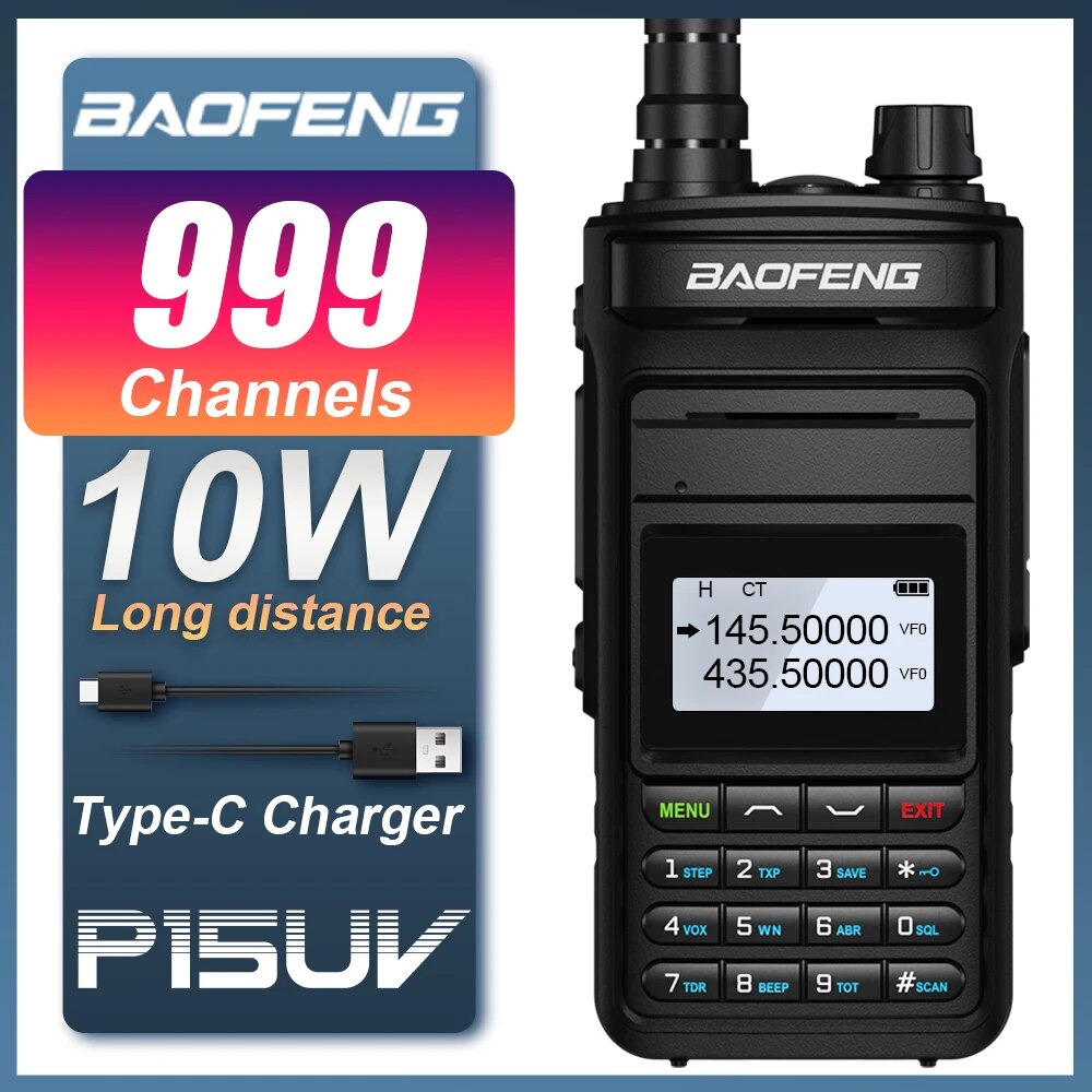 BAOFENG P15UV Walkie Talkie High Power Long Range Dual Band 999 Channels Handheld HF Transceiver 2Way Ham Radios UV-13 Upgraded