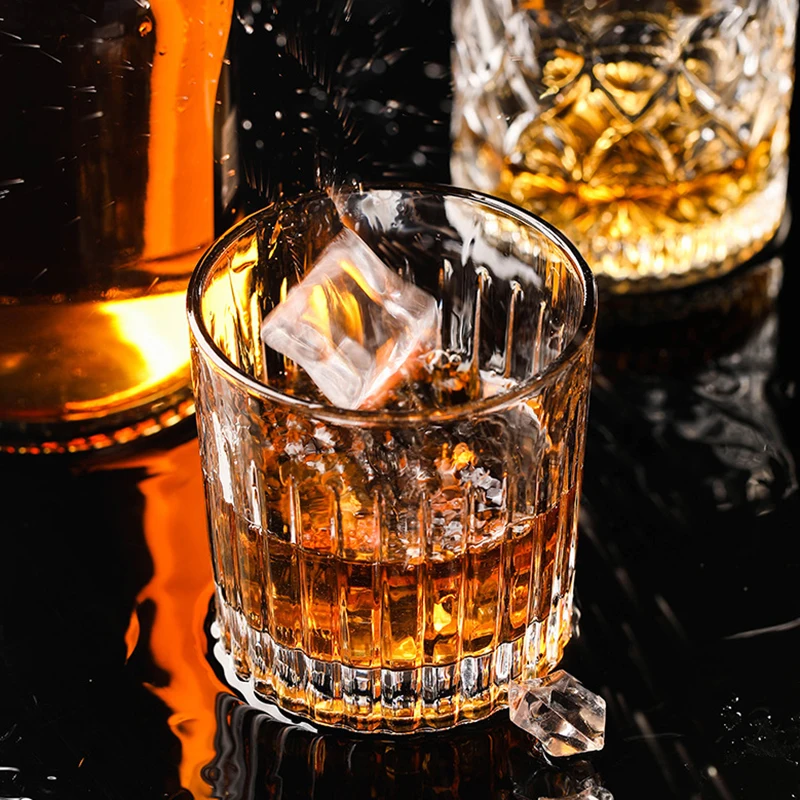 Drinking Glass 290ml/335ml Crystal Glass Vertical Striped Coffee Cup Crystal-clear Wine Glasses Transparent Water Dispenser Household Tumbler