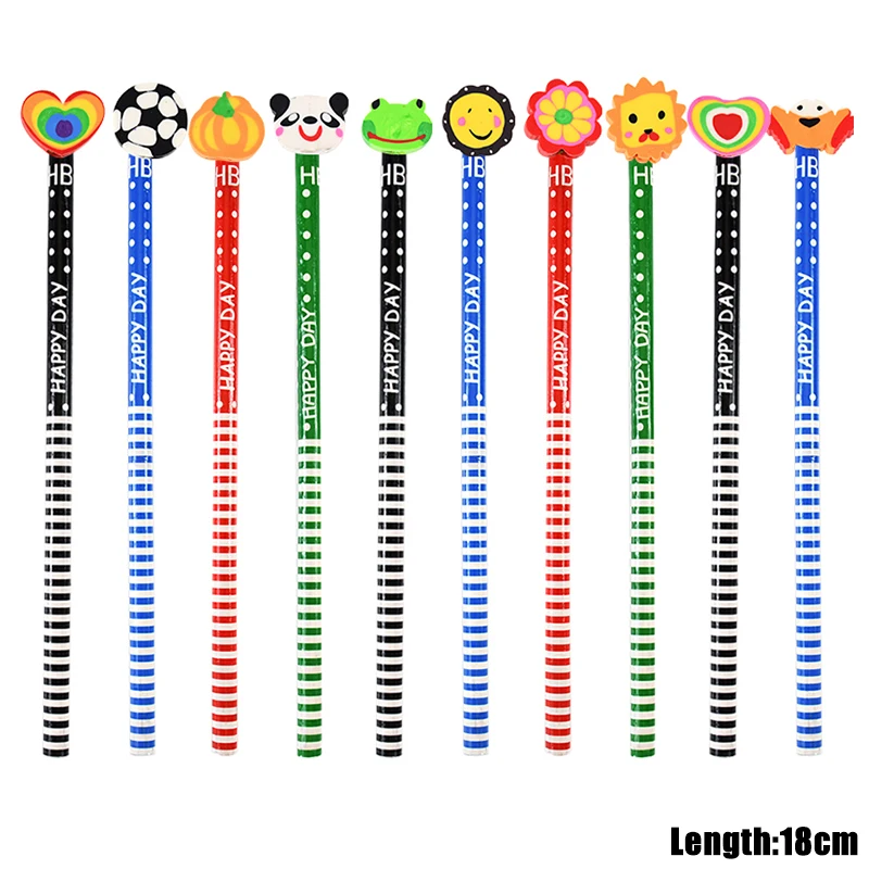 10/20Pcs Cartoon Pencil with Eraser Kids Birthday Party Favors Goodie Bag Pinata Fillers Back To School Prize Christmas Gifts