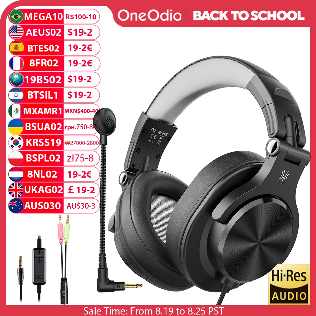 Wired earphones computer gaming headset with detachable microphone over ear call center For PC Skype Office Gamer Oneodio