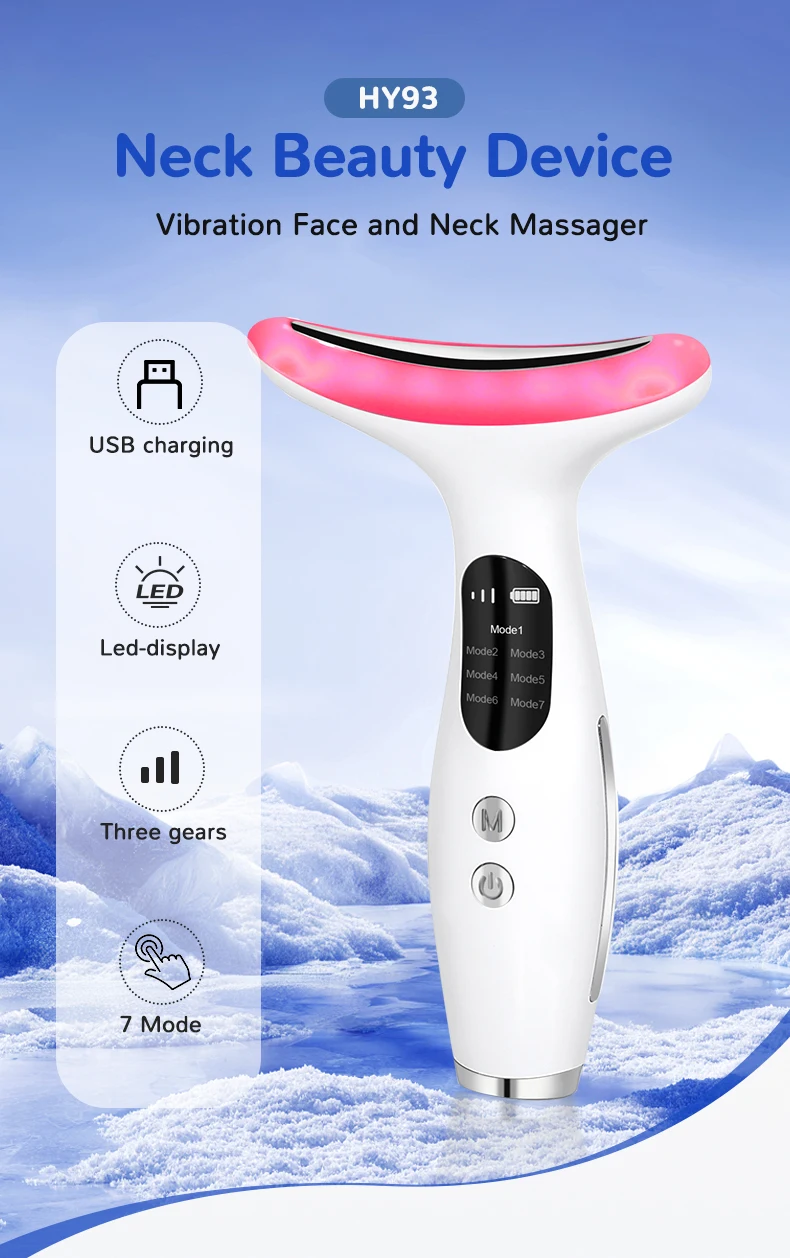 Portable 7 in 1 Neck Face Beauty Device Microcurrent Vibration Facial Massager f