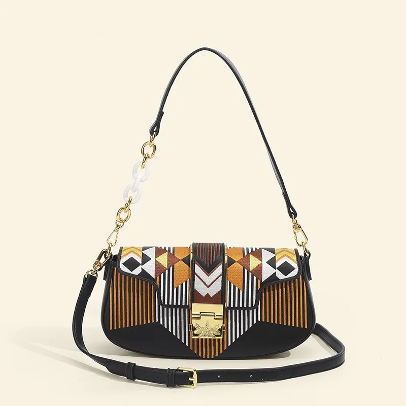 

Vintage Embroidery Shoulder Bags for Women 2024 Elegant Office Lady Print Underarm Bag All Match Winter Bag Bolsas Сумка