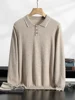 Men's 100% Cashmere Polo Sweater Autumn Winter Basic Smart Casual Long Sleeve Pullover Cashmere Knitwear Soft Comfy Clothing Top 3