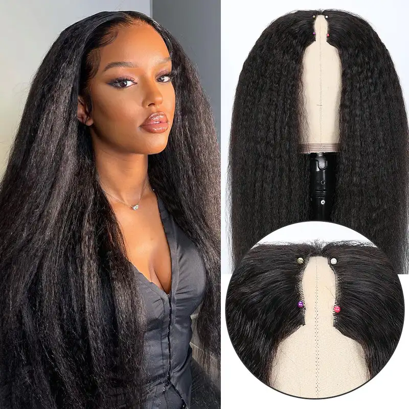 220% Density V Part Wig Human Hair Kinky Straight No Leave Out V Part Wigs Upgrade U Part Human Hair Wig V Shape Human Hair