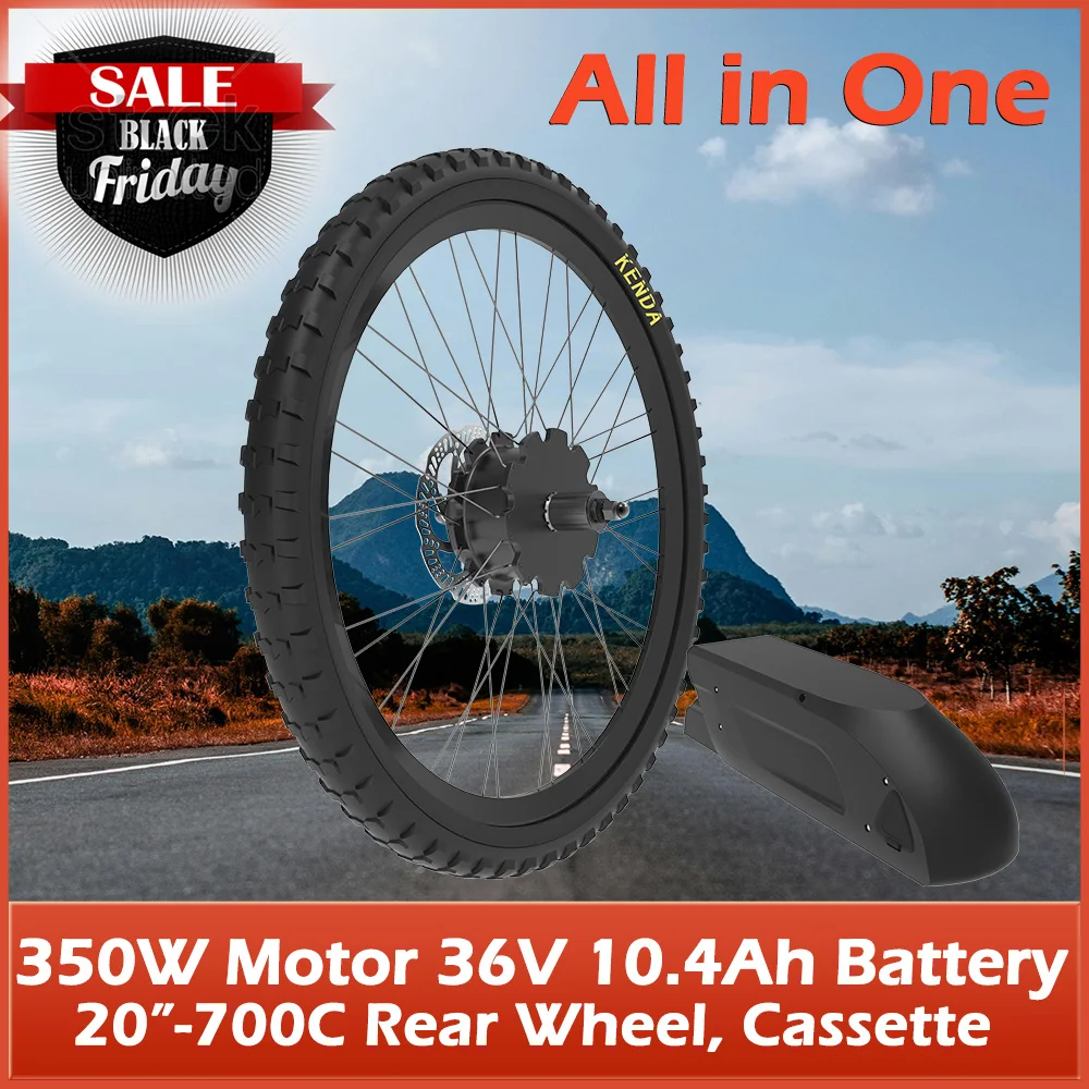 Complete Kit Electric Bike with Battery 350w Rear Hub Wheel Motor with Torque Sensor for Bicycle 20" 24" 26" 27.5" 29" 700C