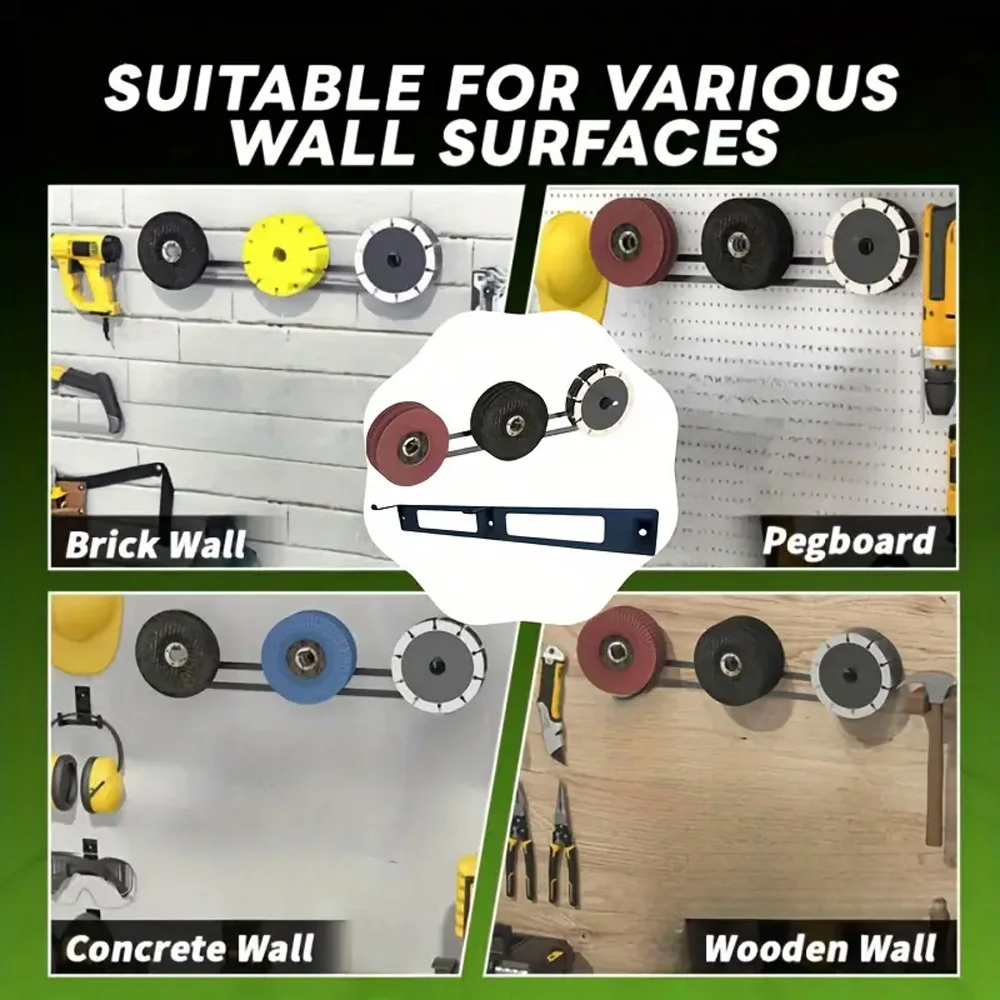 Metal Grinder Disc Storage Rack Wall-Mounted Organizer for 4-1/2" and 7/8" Cut-Off Wheels for Workshop, Shed, Garage, and Home