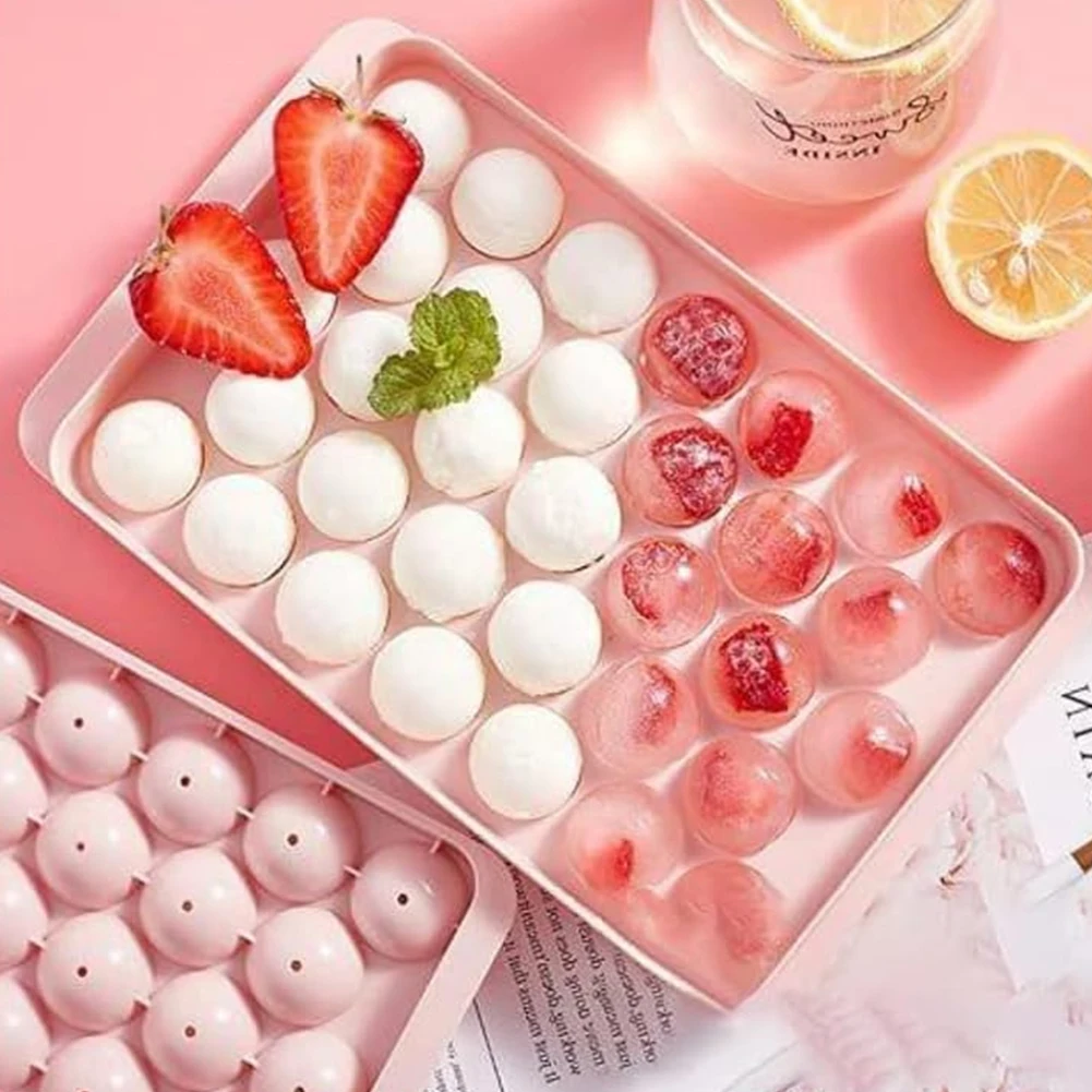 Ice Mold Ice Ball Maker Ice Cube Tray with Lid and Bin Ice Ball Maker Mold with Scoop For Chilled Drinks Coffee and Cocktails
