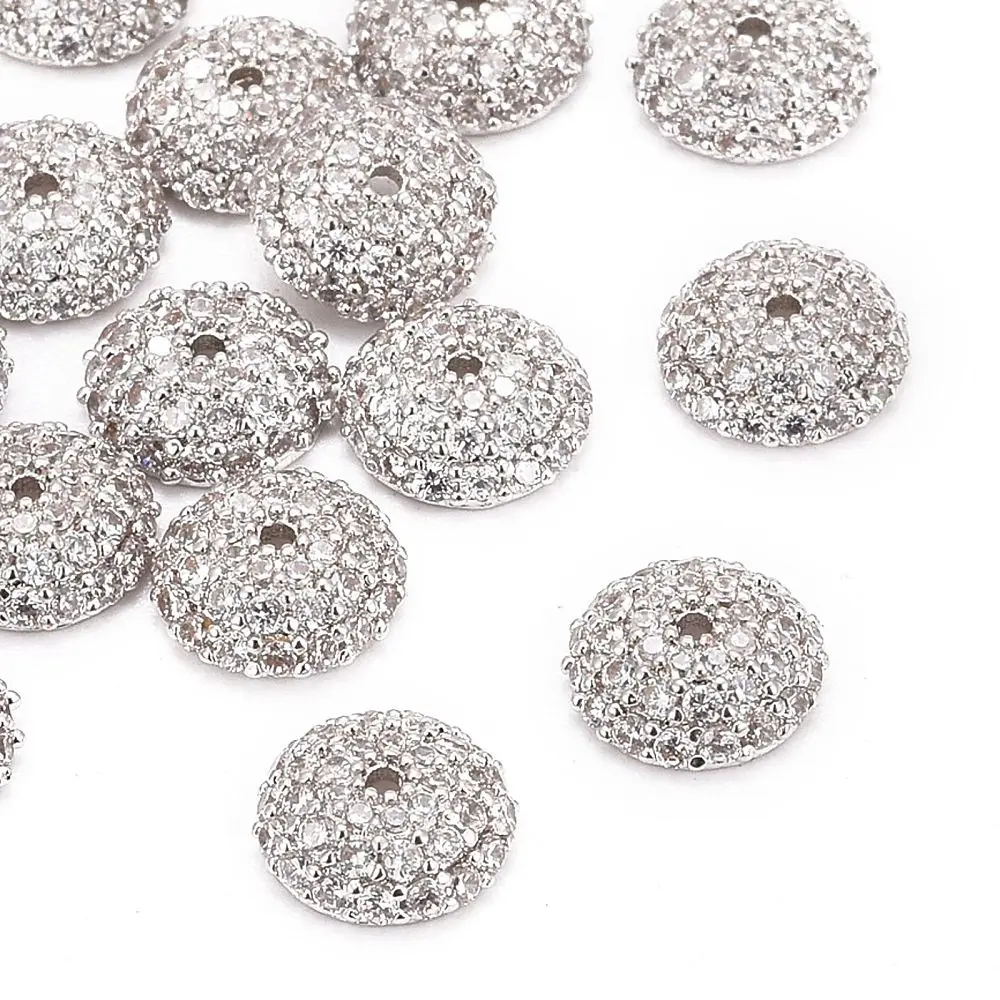 20 Stück mehrfarbige Messing-Micro-Pave-Zirkonia-Perlenkappen, halbrunde Kuppel 8x3mm mit 1mm Loch für DIY-Schmuckherstellung – Detail 15