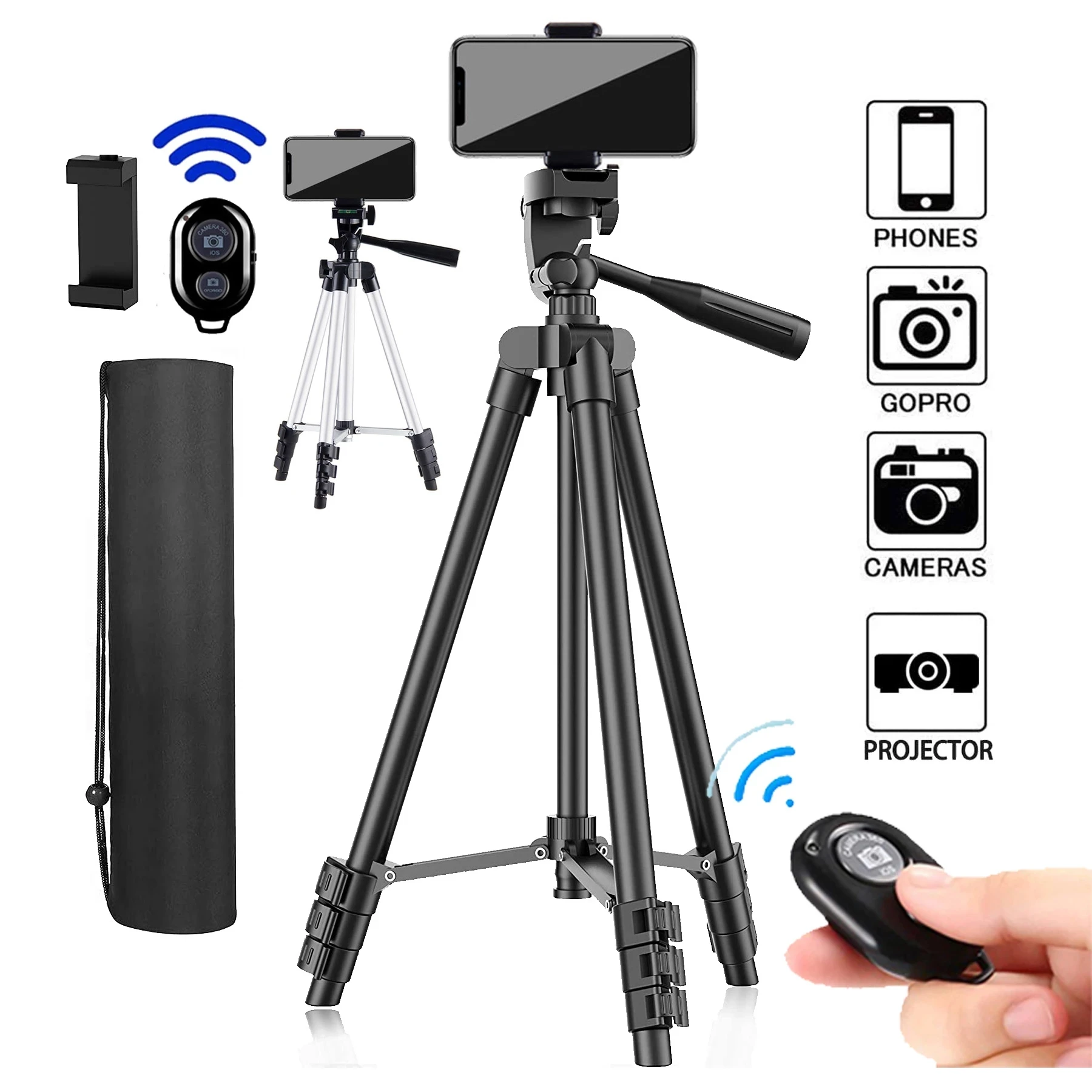 Extendable Tripod SelfieTravel Lightweight Stand with Remote Control