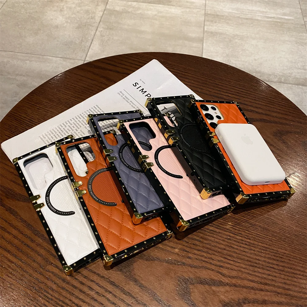 Wireless Pu Leather Case For Samsung Galaxy With Gold Plating_voghion.com