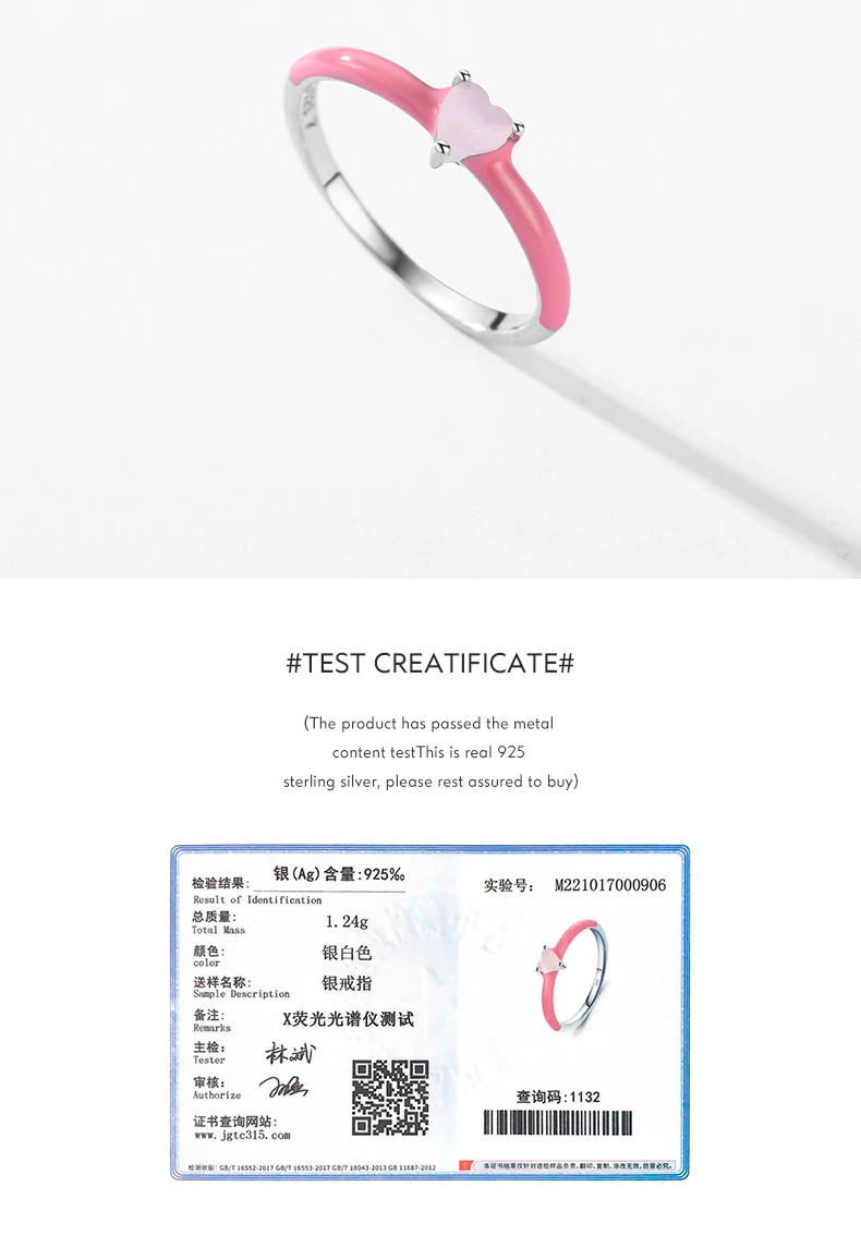 Modian 925 Sterling Silver New Design Pink Enamel Ring Trendy Heart Opal Stackable Jewelry For Women Party Fine Jewelry Gift Modian 925 Sterling Silver New Design Pink Enamel Ring Trendy Heart Opal Stackable Jewelry For Women Party Fine Jewelry Gift