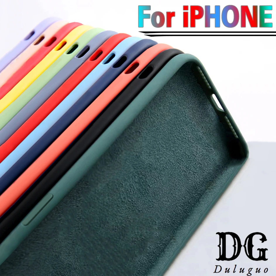 For Iphone 7 8 Plus Case Luxury Original Liquid Silicone Soft Cover For Iphone 11 12 13 Pro X Xr Xs Max Shockproof Phone Case