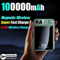 100000mAh Magnetic Power Bank 22.5W Wireless Fast Charger For Magsafe Portable Auxiliary Battery Pack For Iphone Samsung Xiaomi 1