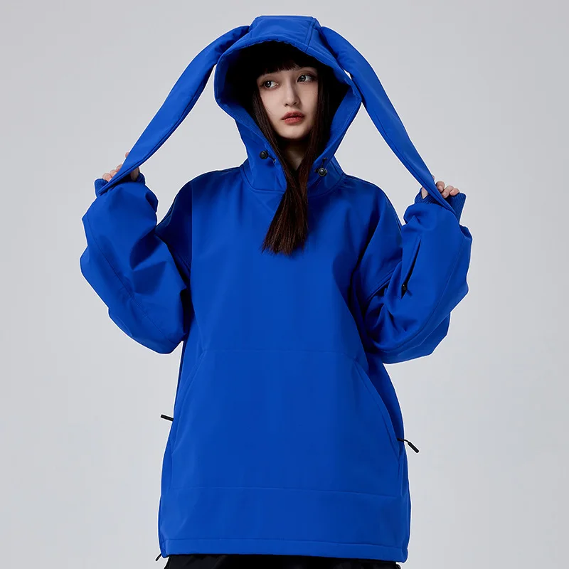 MUTUSNOW Women's And Men's Waterproof Windproof Ski Jacket Warm Hooded Loose Snow Coat Outdoor Sports Ski Sweatshirt