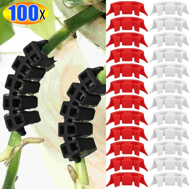 Plastic Plant Clips 100/50PCS Plastic Plant Bender 90 Degree Low Stress Clip Reuseable Plant Stem Branche Bending Support Clamps Training Clips