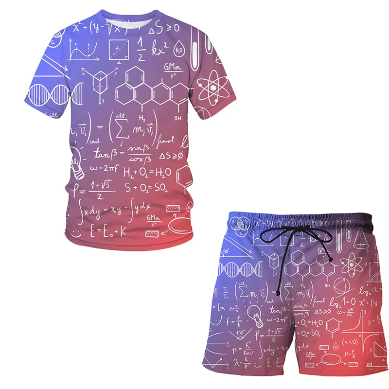 

Summer Mathematical Formula 3D Print T-Shirts Shorts Sets Men's Tracksuits Short Sleeve T Shirt Pants Set Man Suits Clothing
