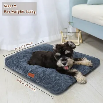 강아지 침대 애완 동물 매트, 세척 가능한 플러시 애완 동물 상자 침대, 미끄럼 방지 애완 동물 매트, 고양이용 푹신하고 편안한 애완 동물 수면 매트