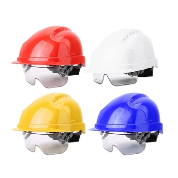 Elmetto protettivo Defender Costruito in occhiali di sicurezza Casco di sicurezza Cappello da lavoro di sicurezza anti UV