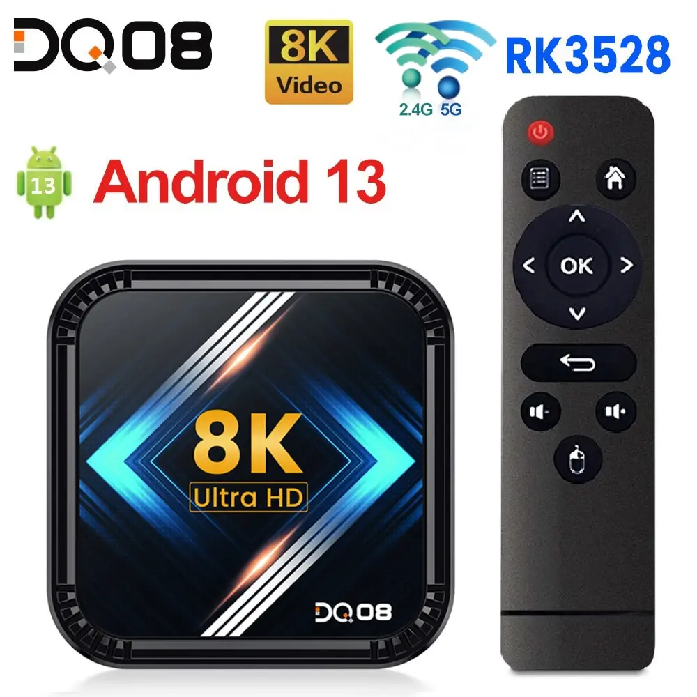 DQ08 RK3528 Smart TV Box Android 13 Quad Core Cortex A53 soporta