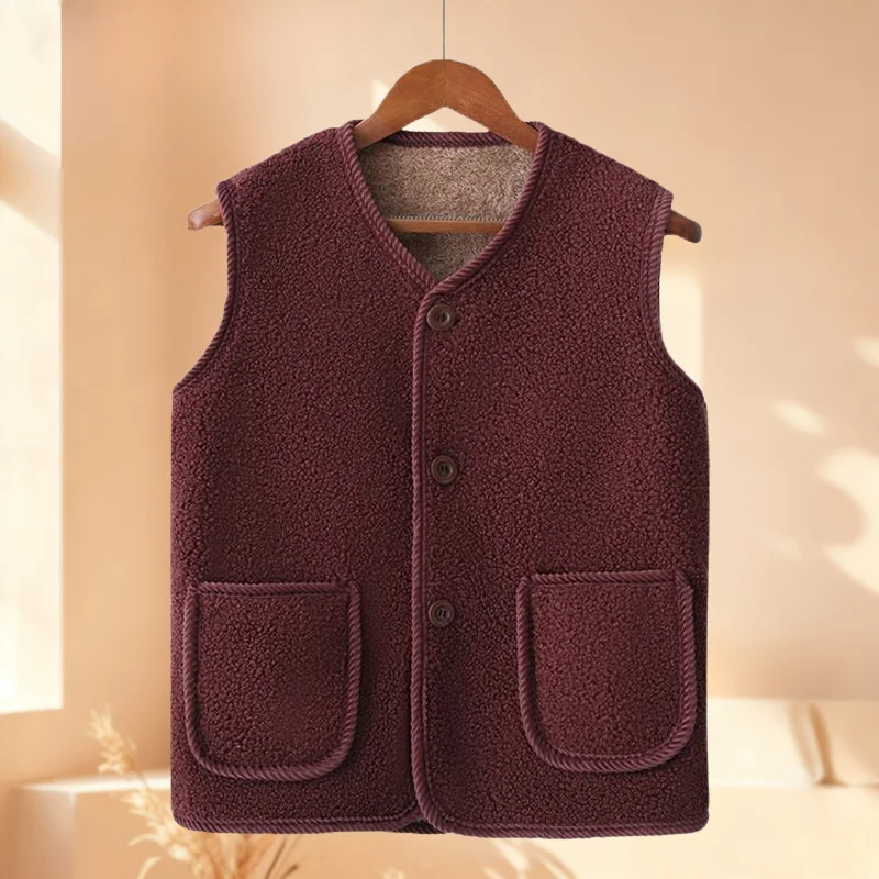 Winter Warm Fleece Vest Thickened Lamb Wool Waistcoat for Women Autumn and Winter Plus Size Insulated Outerwear Cozy Sleeveless