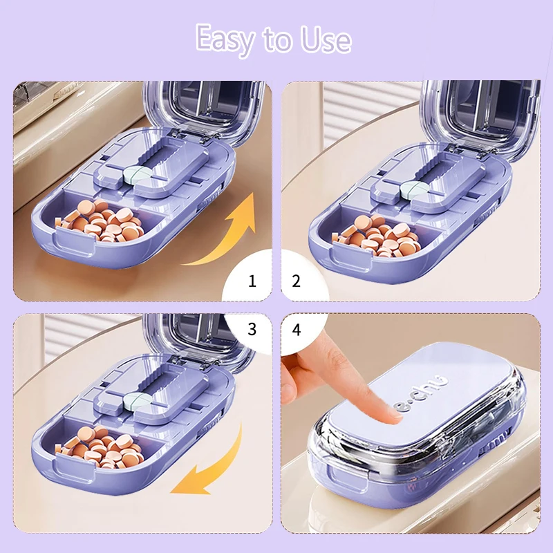 Adjustable Quarter Pill Cutter Medicine Dustproof Divider for Cutting Multiple Pills Precision Alignment Easy to Use and Travel
