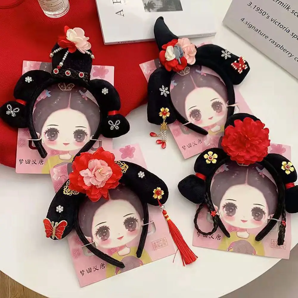 Chinese Traditional Hanfu Cheongsam Headband Accessories Ancient Royal Court Headdress Children Girls Baby Head Hoop 4