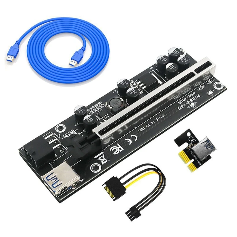 PCI 그래픽 카드 연장 케이블 어댑터 Usb3.0 어댑터 카드 PCI-E 1X 4x 8x 16x 확장기 어댑터 6 핀