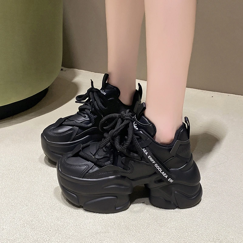 Aphixta 2024 Sneaker Boots Height Increasing Women's Shoes Platform Chunky Sole Fashion Boots Thick Sole Lace Up Shoes Woman