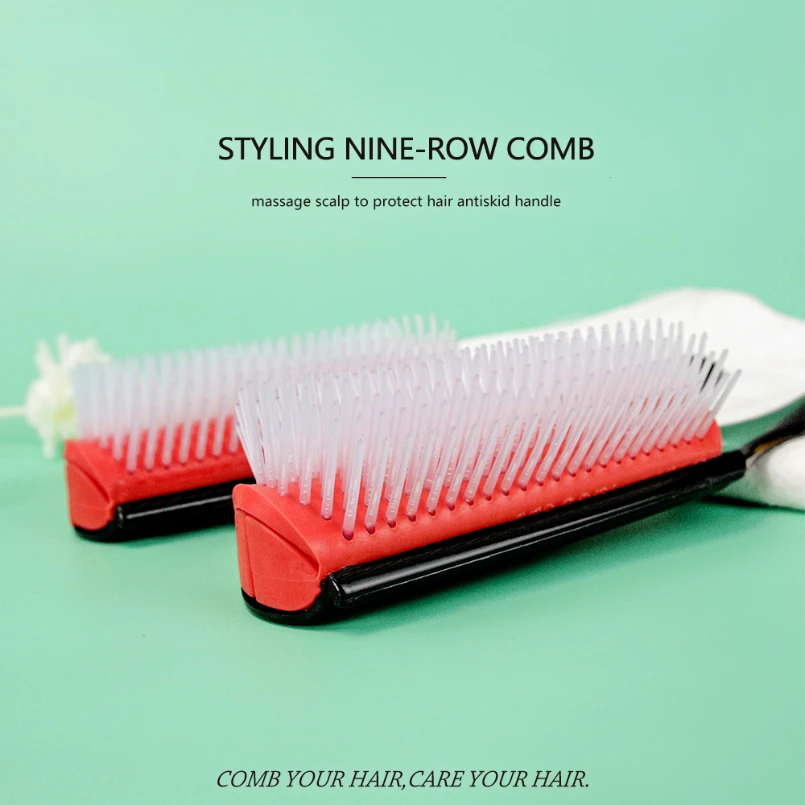 ผม9แถว Detangling ผมแปรง Denman Detangler Hairbrush Scalp Massager ตรง