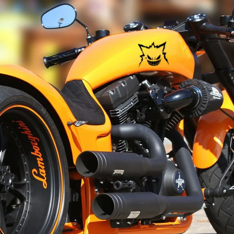 1PCS JDM Anime Cute Ghost Motocross Fuel Tank Stickers DIY Motorcycle Helmet Body Decoration Off-road Vinyl Decals 16.5x7.5CM
