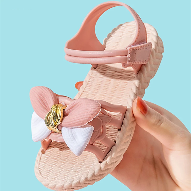 Summer Sandals Baby Girls Bow Non-slip Party Single Princess Shoes Breathable Soft Indoor Slippers bata children's sandals