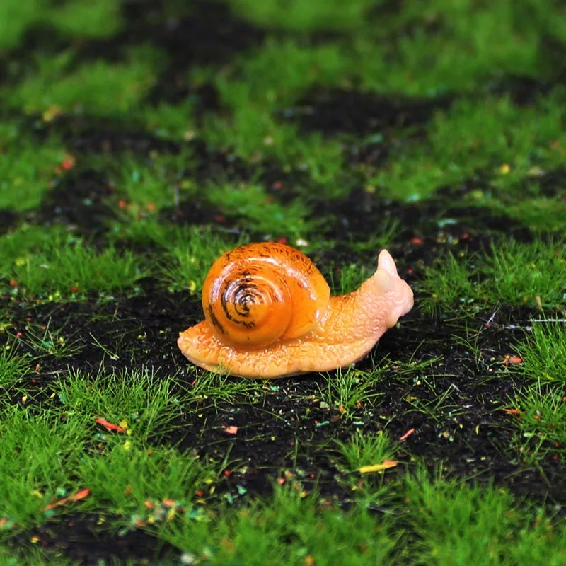 5PCS Kawaii Snail Figurines Artificial Mini Orange Snails Aquarium/Flowerpot Decoration Micro-landscape Accessories