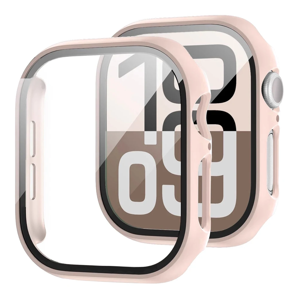 2 Pack Tempered Glass PC Bumper iWatch Screen Protector Case