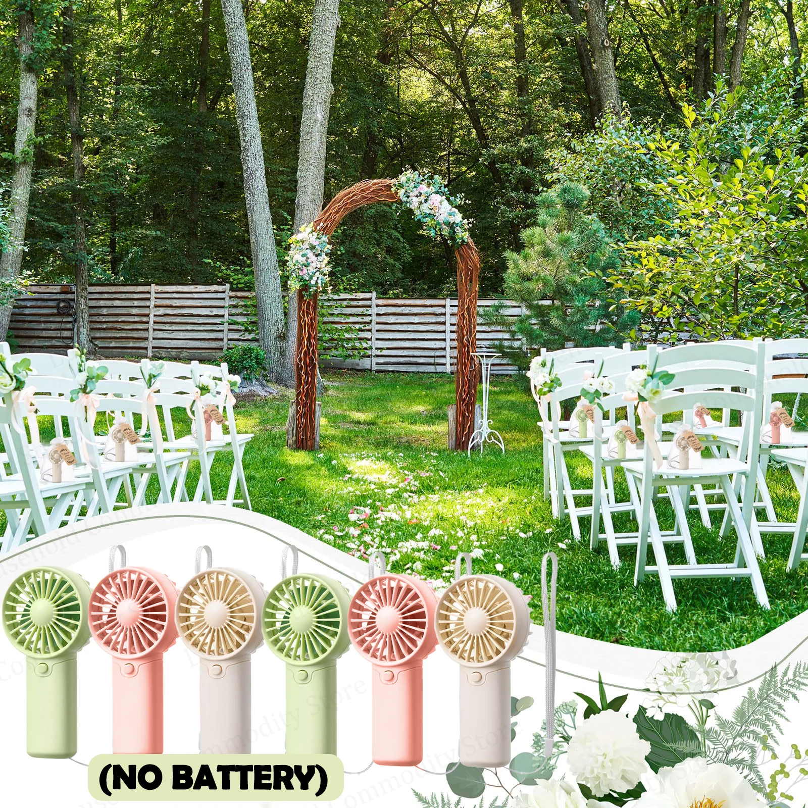 10-100PCS Portable Handheld Fan Bulk Wedding Mini Fans Battery Operated Personal Fans with Thank You Cards Party Favors 4