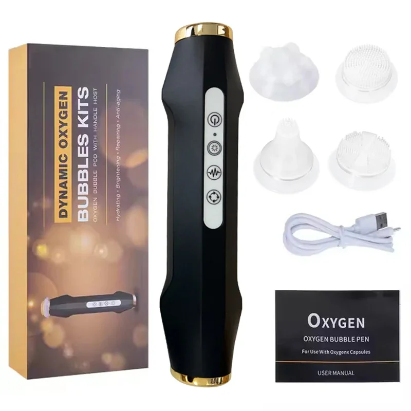 Newest Handheld Rechargeable CO2 Oxygen Bubble Device Exfoliate Oxygen Facial Machine Wrinkle Removal Portable Beauty Device