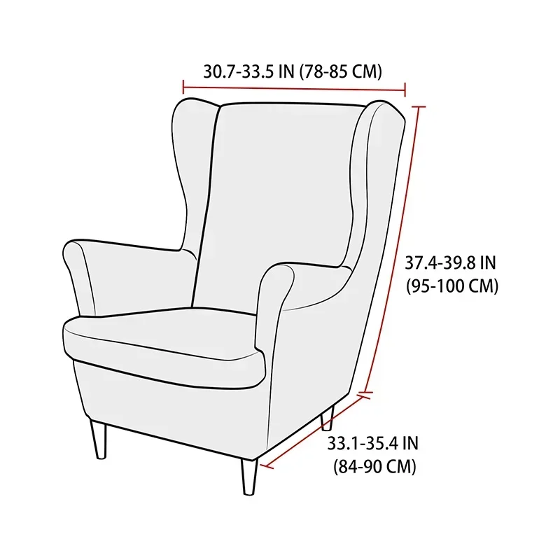 Solid Color Wing Chair Cover Stretch Spandex Armchair Covers Wingback Chair Covers Relax Sofa Slipcovers with Seat Cushion Case