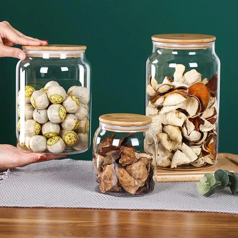 1.3L/3L/4L Sealed Glass Bottles Glass Jars and Lids Kitchen Food Storage Containers Transparent Spice Organizer Tea Sugar Tanks 5