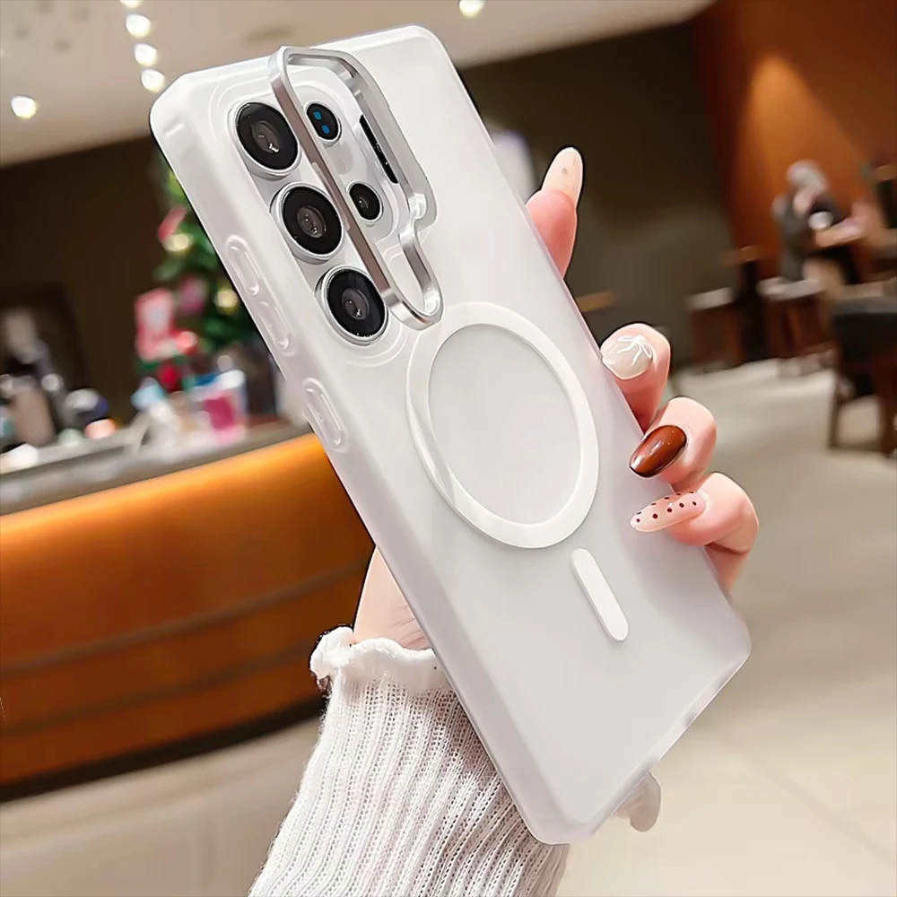 Shockproof Matte Magnetic Phone Case with Stand and Armor Cover