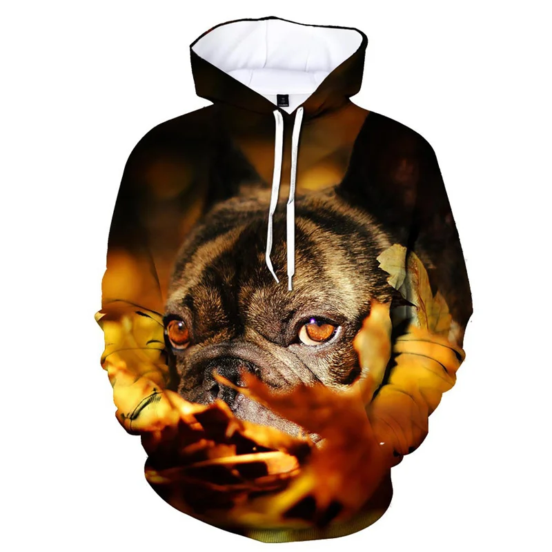 thumbnail image 1 of Sudadera con capucha de bulldog francés con impresión 3D para hombre, suéteres casuales de moda, sudadera con patrón de perro pug, ropa de abrigo de talla grande para hombre, 1 of 5