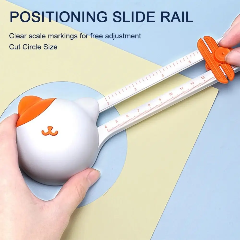 Paper Card Photo Circular Paper Cutter Safe Cute Kitty 360&deg; Rotary Circle Cutter DIY Crafts Round Cutting Tool Cutting Supplies