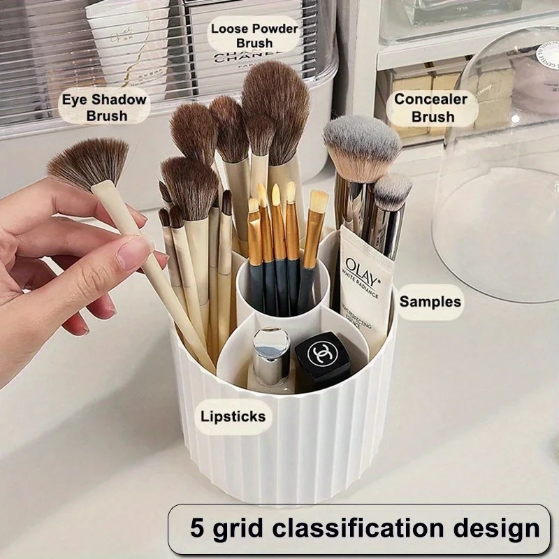 Makeup Brush Holder with Lid 360 Rotating Makeup Brush Holder Organizer for Vanity Desktop Countertop Dresser Table 5